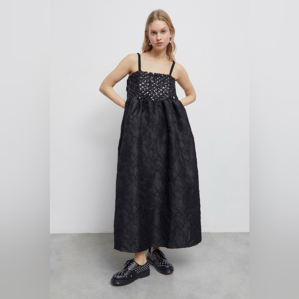 Sister Jane Black Lace Midi Dress With Embellished Bodice